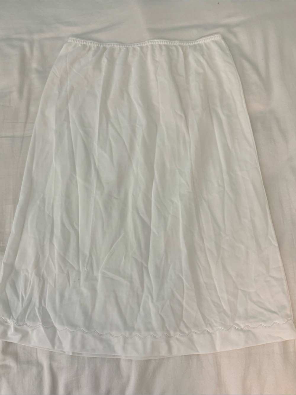 White Half Slip with Subtle Scallop Hem